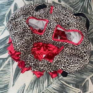 Custom made Minky Leopard Red Satin Ruffle/Trim Shopping Cart Cover for Baby